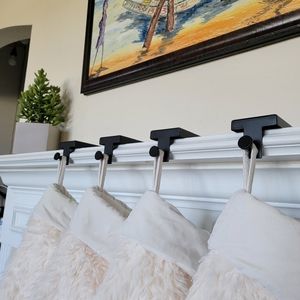 ~Set of 4 Nail Head Hearth & Hand Magnolia Black Metal Stocking Holders Holiday~